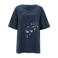 Žene Ležerne prilike za majicu Mornarice Žene Ležerne tipke Ispiši o vratu kratkih rukava T kratki bluza M