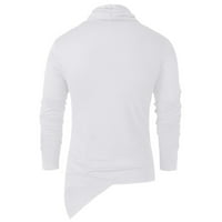 Bijele majice za muškarce Muškarci Zimska vintage Asimetrična kožnica s košuljama na dugim rukavima