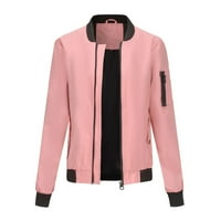 Wavsuf kišne jakne za žene plus veličine casual bez kapuljača dugih rukava za bejbol klike ružičaste