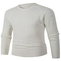 Muški zimski topli džemper Basic Soldi Color Knit Rebrasta pletiva s dugim rukavima posada na vrhu pulover