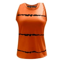 Žene Ljetne vrhove O-izrez Daisy Print The Vest bez rukava grafički bluza Cisterna za žene Narančasta