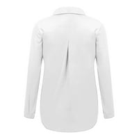 Dqueduo ženske vrhove modne žene pamučne posteljine casual čvrste tipke dugi rukavi majica bluza bluza