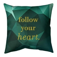 Artverse Quotes Fau Gemstone Pratite svoj kvotni jastuk za kvote za srce - Standardno preveliko