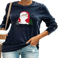 Haite Dame Xmas majica dugih rukava Tee Santa Claus Ispis Božićni vrhovi za odmor Tunika Bluza Festival