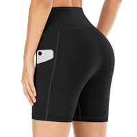 Ženske kratke hlače za bicikliste trčanje joga kratkih šarkica srednji struk sa bočnim džepovima