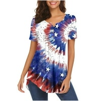 Četvrta odjeća Žene vrhovi ženski ljetni casual modni kratki rukav V majice Vredirani američki zastava