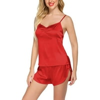 IOPQO donje rublje za žene - Žene-Leanrie Sleep odjeća Satin Silk čipke UP noćne odjeće Pidžama je postavljen