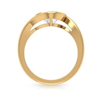 Okrugli rezani solitaire Moissite bypass prsten u bezel postavki, 14k žuto zlato, SAD 6,50