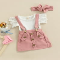 Ciycuit dojenčad djevojke ljetne odjeće setovi s ruffle skraćenih rukava rebrasta rub + suknja + suknja