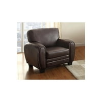 Stolica za tapeciranu stolicu Benzara BM sa kožemnim nogama, tamno smeđa - 36. 40. In