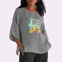 Ženska modna tiskana okrugla vrata kratkih rukava majica s kratkim rukavima Labavi vrhovi osnovni tinejdžeri
