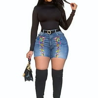 B91XZ Ženske traper kratke hlače Fit Mini traper rupe struk žene Visoke zipperiperiperice Jeans Hratke