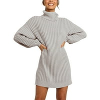 Žene dugih rukava dugih rukava Haljina modna pulover dugih rukava haljina turtleneck džemper pulover