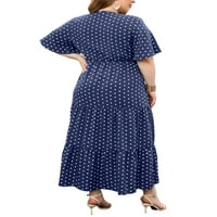 Glonme Women sandress kratki rukav Ljeto Maxi haljine V izrez duga haljina plaža Boho boemian plus veličina