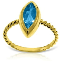 Galaxy Gold 14k žuti zlatni kabelski prsten sa prirodnim markizom plava Topaz - veličina 9.0