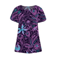 Ženski ljetni bluze Square dekolte polka dot kratkih rukava Hemise Hemise Purple M