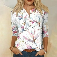 Strungten dame cvjetni print tri četvrtina rukave s rukavima gornja majica donje košulje za majice za žene
