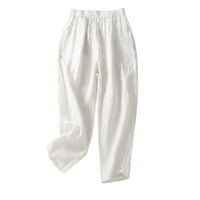 Posteljine hlače Žene Ljeto CAPRIS High Struk, pune kaznene pantalone sa džepovima Bijela veličine 2xl