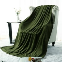 Piccocasa meka plišana lagana prekrivačica za krevet kauč kauč Olive zelena 78 90