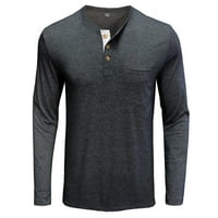 Muške modne Henley košulje pamučne kauzalne stalne fit dugih rukava Basic T majice mekano udobno majice u boji s džepom