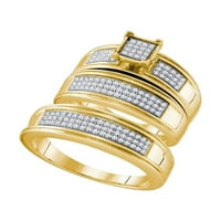 Jewels žut-tonski sterling srebrniji Njegov njen dijamantski odgovarajući bridalni vjenčani prsten set