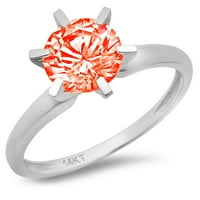 2.5ct okrugli rez Crveni simulirani dijamant 18k bijelo zlato Angažovanje prstena veličine 3,5