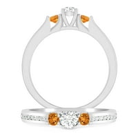 0. Karat 10k bijeli zlatni dijamant i citrinski zaručni prsten za žene za žene - idealan angažman ili