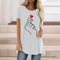 XYSAQA TOPOVI Ženski bluze i vrhovi Dressy Women Moda Ležerna print CrewNeck Labava majica kratkih rukava