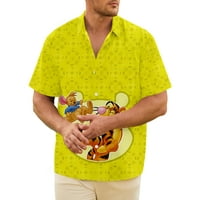 Winnie The Pooh Print Mens casual gumb down bluze vrhovi letnje vrhove majica za majicu, multi-stil