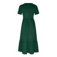 Fnohy ženska ljetna haljina plus veličine casual s kratkim rukavima V izrez casual cvjeta cvrkuta maxi