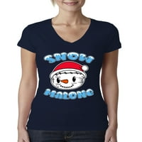 Divlji bobby snijeg Malone Snjegović lice Tatoo smiješno parodiranje Božićne žene Junior Fit V-izrez
