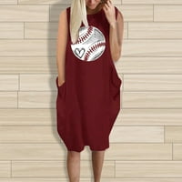 Beppter Plus Veličina haljina Ženska bejzbol labava haljina zabavna grafička ispis posada Dvije drešene