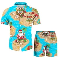 Pyju MENS Hawaian Outfits kratki rukav gumb Up boho košulje za košulje Dizalice Prozračne kratke hlače