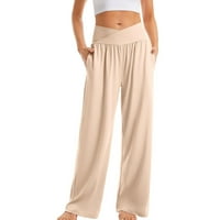 Široke pantalone za noge za žene joga hlače sa džepovima visoki struk rastetni salon duksevi sa sitnim