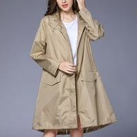 Ženski zipper vjetar sjajni solid kapuljač za kišu na otvorenom vodootporna labava vjetra a-line odjeća