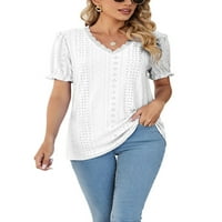 Voguele majica za žene Solid Color Ljetni vrhovi V rect Majica Rad TEE BAGGY TUNIC Bluza ljubičasta