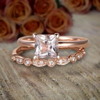 1. Carat Princess Cut Real Morgatit & Moissite Angagement Bridal Wedding Ring Set Sterling Silver sa