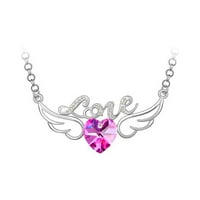 Ljubavna heart anđeoska krila Kristalna ogrlica privjesak od legura za žene