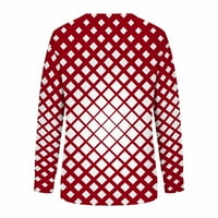 Duksevi za žene Jesen modni casual karirani duks posadni vrat dugih rukava pulover klasična bluza pad