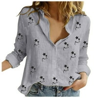 Ženske bluze Chemise Ženski plus dugi rukav casual grafički otisci ljeti Henley majice vrhovi sivi l