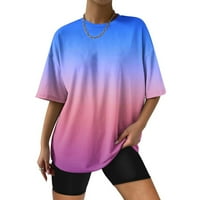 Wenini majice za žene kratki rukav CrewNeck gradijent ljetni osnovni vrhovi modni pad majica za bluzu