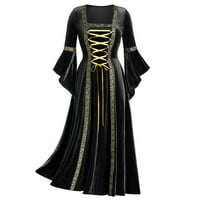 Ženski Crisscross čipkasti plašt s dugim rukavima GOTHIC PUNK duga haljina renesansne haljine za žene