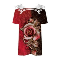 Cleance pod $ cherella ženska modna ljetna V izrez Slobodno vrijeme kratkih rukava cvjetni tisak čipke