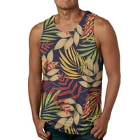 Muška mišićna košulja casual plaže Havajski vavavši ispisani okrugli vrat bez rukava bez rukava