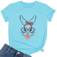 Uskršnji ženski kratki rukav CREW Crt Rabbit Bunny tiskana majica Top Casual Slim Majice Tee bluza Žene