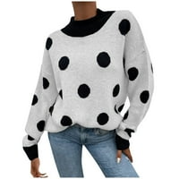 Entyinea Slatki džemper za žene Čvrsti duks dugih rukava Lood Turtleneck pletenje džemper bijeli XL