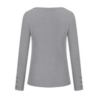 HFYIHGF ženske majice dugih rukava Ležerne prilike Henley Top Dugme Down Slim Fit Bluzes Basic Solid
