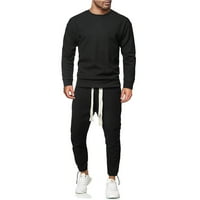 SNGXGN muški sportski set casual tweat odijelo za muškarce, crna, veličine 4xl