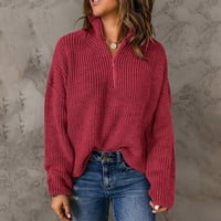 Labakihah džemperi za žene džemperi za žene kint dugih rukava zupčanik turtleneck džemper za žene crvene