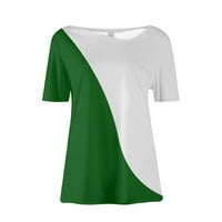 Ženski temperament V-izrez labav geometrijski tisak kratkih rukava majica TOP ženske vrhove zelene m